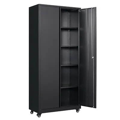Metal Rolling Storage Cabinets W/ Lock And Shelves Tall Garage/Utility Cabinet • $199.99