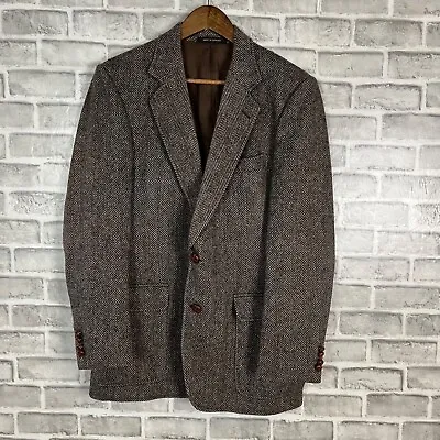 $65 • Buy VTG Arnie Arnold Palmer Herringbone Gray/Brown Sport Coat Blazer Mens 38R Wool