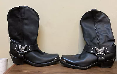 Laredo 7740 Men’s Black Square Toe Harness Boots Size 9 1/2D Silver Plate Tips • $81.71