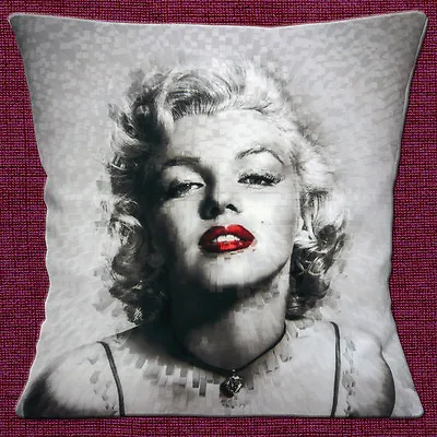 Marilyn Monroe Black Grey Filter Spot Red Lips Colour 16 X16  40cm Cushion Cover • £10.95
