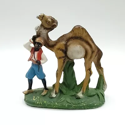 Vintage Nativity Figure Paper Mache Stamped ITALY Camel & Driver 6.5  Tall - VG • $34.99
