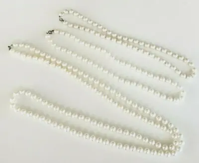 Vintage Lot Of 3 Plastic Bead Pearl Necklaces Spring Ring Clasp • $10.64