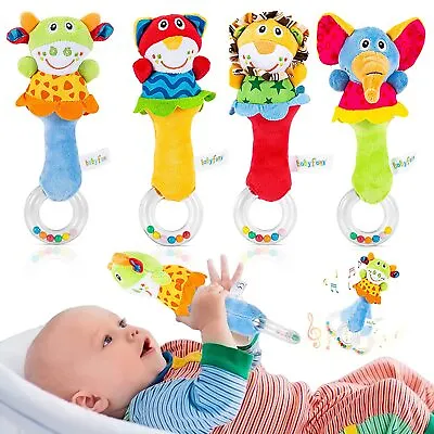 Kids Soft Rattles Handbells Hand Foot Socks Developmental Newborn Baby Toys 4PC • £11.99