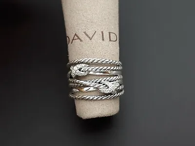 David Yurman Sterling Silver Double X Crossover Ring With Diamonds Size 5 • $230