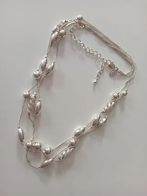Marks And Spencer M&S Silver Tone Twirl Beaded Necklace Multi Strand  • £5.99