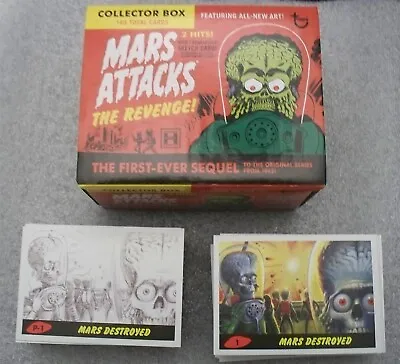 MARS ATTACKS The Revenge! Set 55 Base + 55 Pencil Art Cards W/ Original Box • $49.90