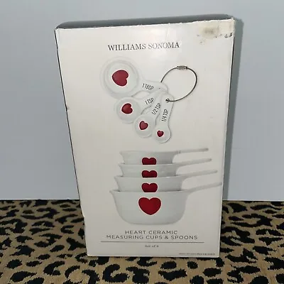 Williams Sonoma Ceramic Heart 4 Measuring Cups And 4 Measuring Spoons Set. NEW • $44.44