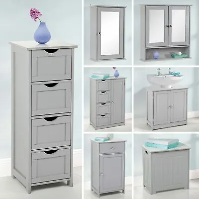 Bathroom Storage Cupboard Unit Cabinet Shelves Under Sink Basin Durable Grey • £24.99
