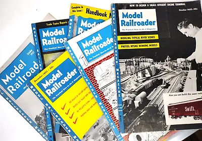 Set Of 6 Vintage Model Railroader Magazines 1952-1955 Good Condition Retro Ads • $19.88