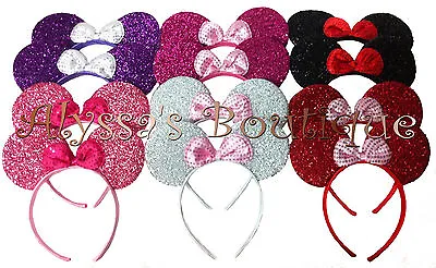 12 Pc Minnie Mouse Shiny Sparkly Ears Headbands Birthday Party Favors Mix Colors • $14.99