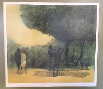 $275 • Buy Harold Altman Signed Etching 109/185 “Park With Six Figures” Chicago Artist