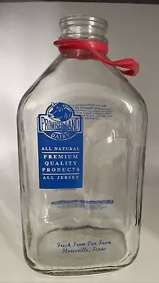Vintage PROMISED LAND DAIRY Half Gallon Milk Bottle Floresville Texas Cow Head • $12.99