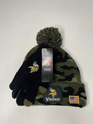 NWT NFL Apparel Minnesota Vikings Camouflage Hat & Gloves Set  • $30
