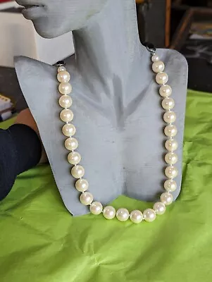 Vintage CAROLEE Faux Pearl Statement Necklace: Black Velvet? Tie Closure: Signed • $9.99