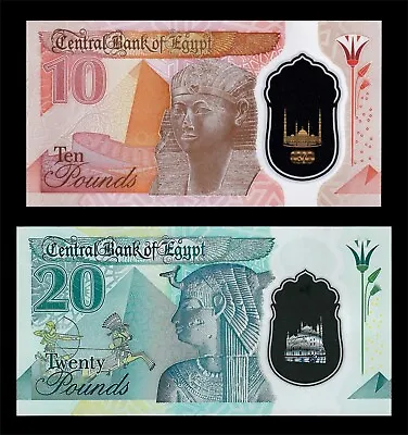 EGYPT   10 And 20 Pounds 2023 UNC Polymer Sign: Abdalla • $7.65