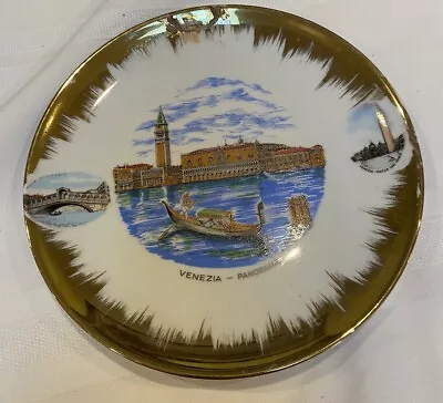 Venezia Panorama Venice 7.75  Decorative Plate Winterling Bavaria Gold Rim Canal • $7