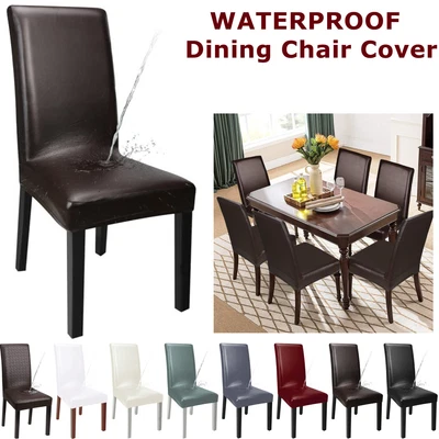1-8PCS Stretch Dining Chair Covers Slipcover PU Leather Waterproof Wedding Cover • $15.19