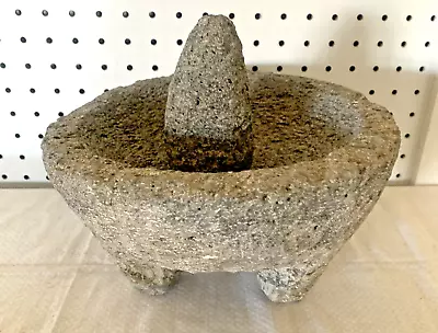 Vintage Heavy Stone Molcajete Mortar And Pestle Guacamole Spices Etc • $49.99