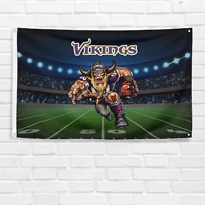 For Minnesota Vikings Football Fans 3x5 Ft Mascot Flag NFL Gift Banner • $13.97