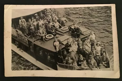 Vintage Unusual B & W Photo Of A Lot Of People On Ferry Boat In The River #3940 • $4.99