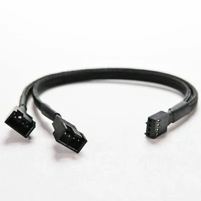 4 Pin PWM Fan Y Splitter Black Sleeved Extension Cable Lead 26cm CPU GPU • £2.88