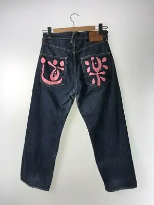 EVISU Back Paint Jeans Denim Pants Blue Cotton Size 30 X 35 Used From Japan • $217.35