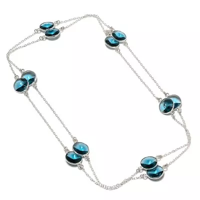 Madagascar Indicolite Tourmaline Gemstone 925 Silver Designer Necklace 36  N983 • $49.92