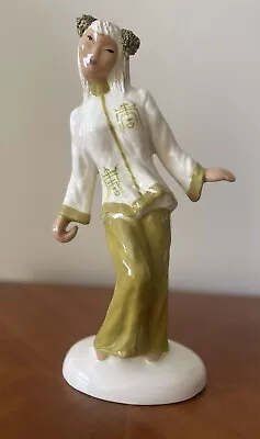 VTG Hedi Schoop Asian Lady 1950's MCM Ceramic Pottery Figurine Spaghetti Accents • $35