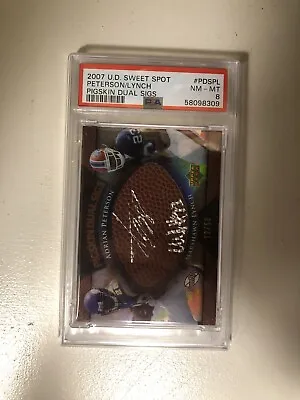 2007 Upper Deck Pigskin Adrian Peterson Marshawn Lynch Auto RC PSA 8 /50 Pop 1 • $349.99