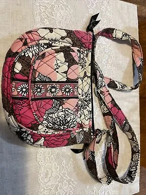 Vera Bradley Mocha Rouge Pink Floral Crossbody Bag Retired Purse Tote Satchel • $12.25