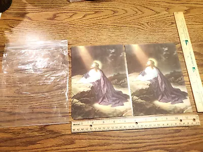 LOT Of 2 Jesus Christ Praying At Gethsemane 5931 Pictures Prints Vintage 1950's! • $5.75