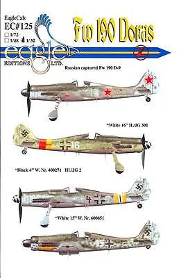 EagleCals Decals 1/32 FOCKE WULF Fw-190D DORA Fighter W/Captured Russian Version • $16.50