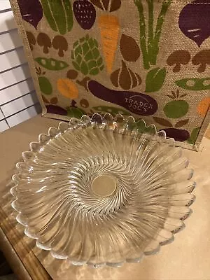 VINTAGE Crystal Fruit Bowl Salad Bowl Spiral Flower Crystal Bowl • $45