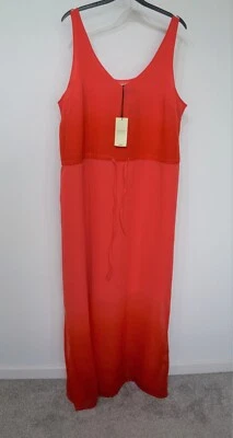 £13.49 • Buy V-neck Ombre Dip Dye Lined Maxi Dress Red Size 18 Bnwt
