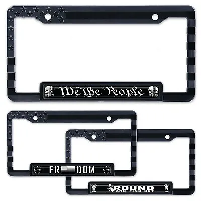 American Flag License Plate Frame. 3D Stars And Stripes With Domecal Message • $13.95