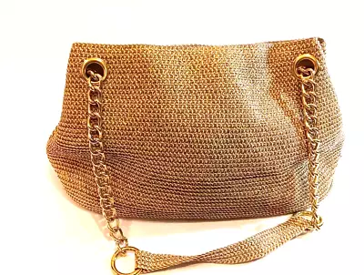 Beautiful NEW Magid Handbag  Gold Fabric/Straw-like Look With Gold Chain Strap • $18.99