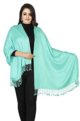 Handcrafted  Large Soft  Pashmina Shawl Wrap Scarf In Solid Colours • £7.99