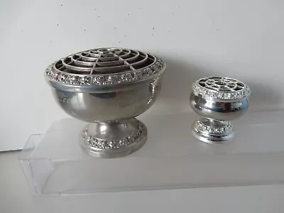 Two Vintage Ianthe English Silver Plated Rose Bowls • £12.50