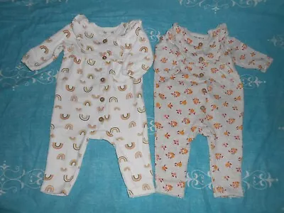 2 X Baby Girl Romper Suits By Rabbit&Bear Label . 0-3 Months  • £3