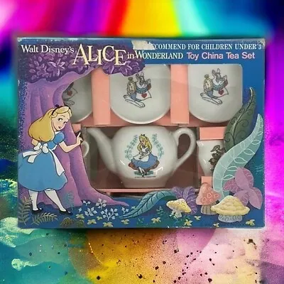 Vintage 1980s Walt Disney's  Alice In Wonderland  Toy Mini China Tea Set Japan • $29.99