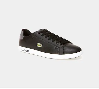 Men’s Lacoste Graduate LCR3 118 1 SPM Leather Trainers Blk/Drk Grey UK 6-11 • £74.99