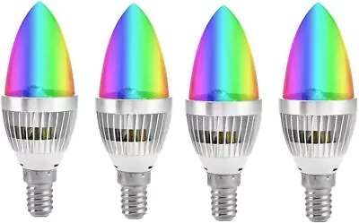 4 PCS E14 3W RGB16Color Changing Dimmable LED Candle LightLamp Bulb W/Controller • $30.40