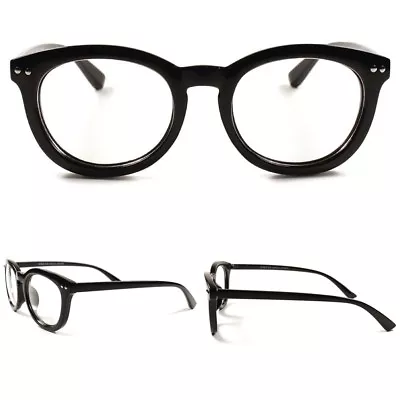 Clear Lens Vintage Retro 80s Hipster Mens Womens Eye Glasses Round Black Frame • $11.99