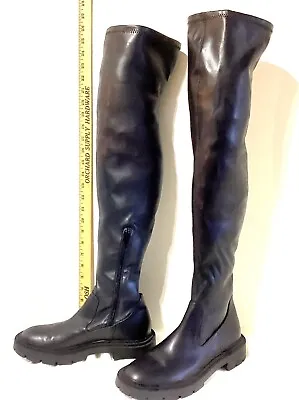 Black Zara Boots Women’s 39 Over The Knee Half Zipper • $22