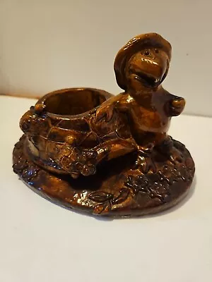 Brown Ceramic Bowl Covered In Turtles • $20