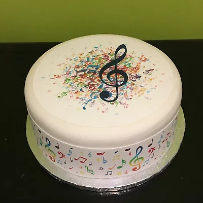 Music Notes Pre-cut Edible Icing Cake Topper Or Ribbon 04 • £5.45