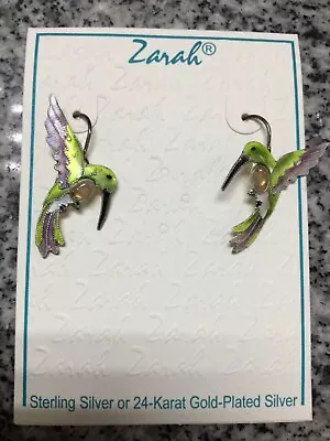 Zarah Sterling Siler /amethyst Hummingbird Earring • $6.59