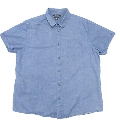 Marc Anthony Button-Up Shirt Men's 2XL Gray Short Sleeve Luxury Slim Fit Cotton • $17.81