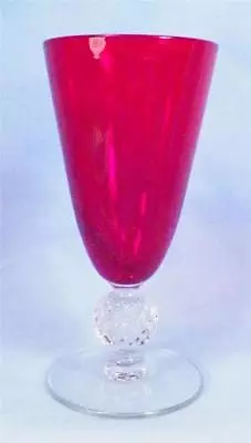 Golf Ball Juice Goblet Ruby Morgantown Glass 7643 Stem Vintage Elegant Nice Cond • $28.99