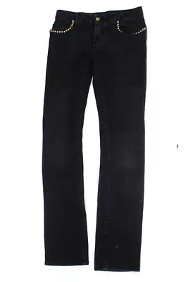 Zadig & Voltaire Womens Cotton Studded Buttoned Straight Leg Black Size EUR25 • $42.69